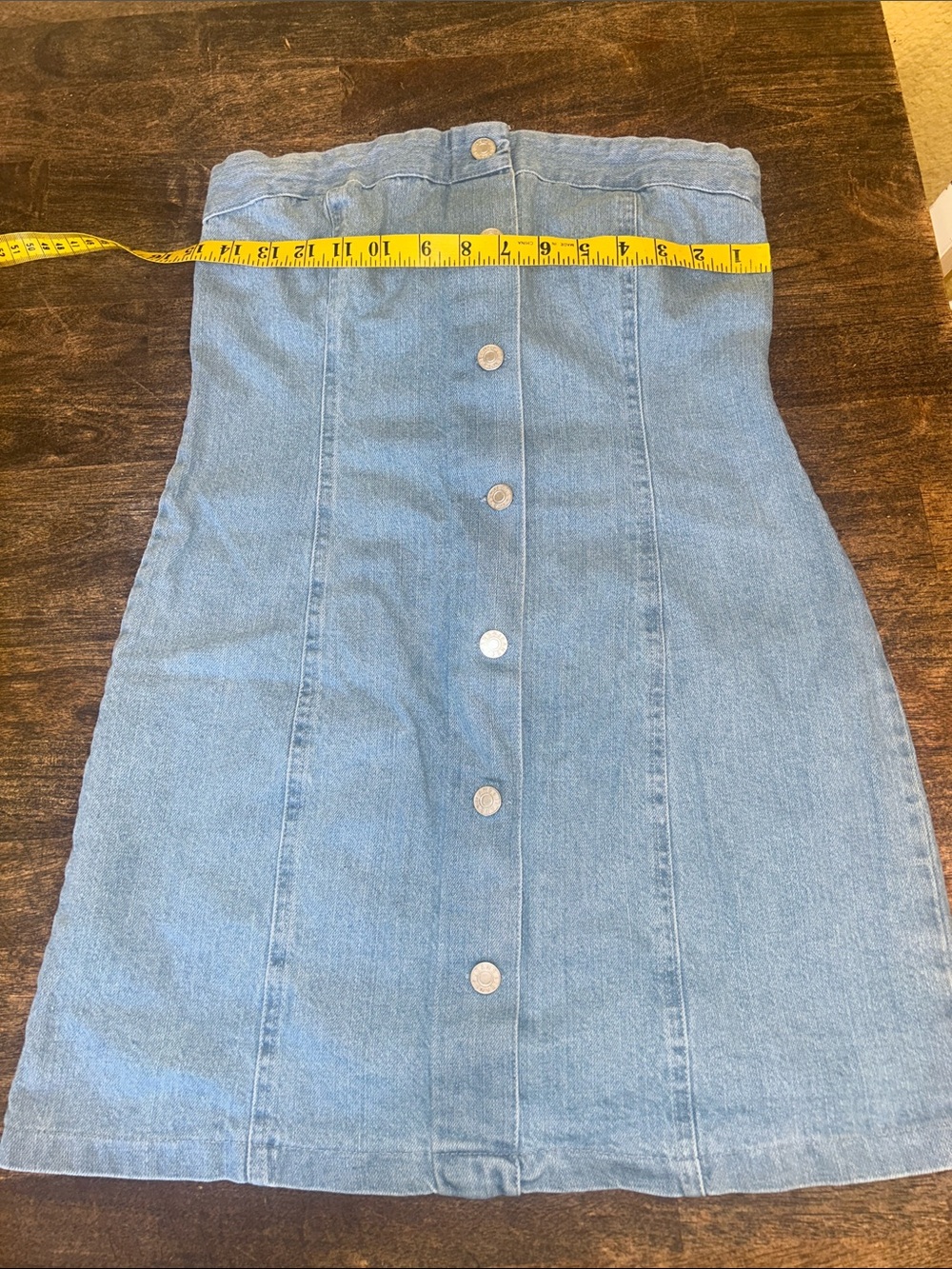 Light Blue Button-Front Denim Mini Skirt